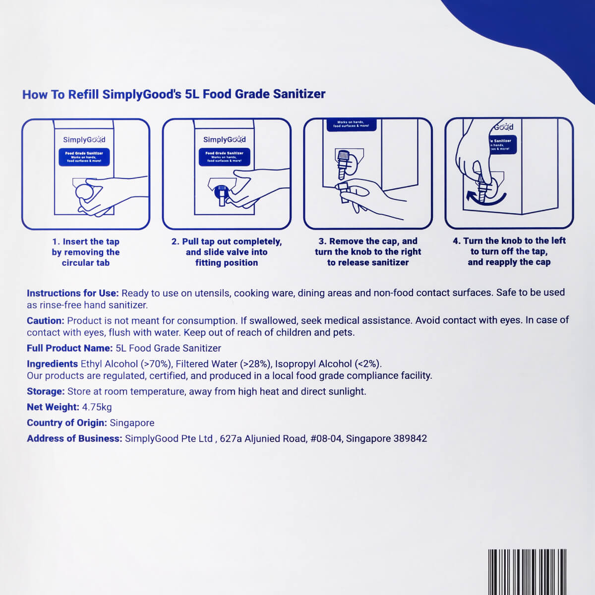 5L Food Grade Sanitizer Refill Pack
